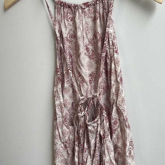 FAITHFULL THE BRAND Red Floral High-Neck Open-Back Midi Dress Size 8 - Picture 4 of 7